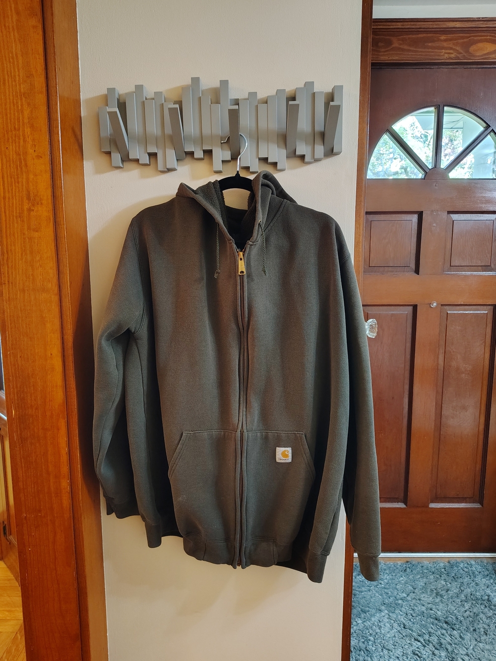 Carhartt Men’s Olive Zip-Front Hooded Sweatshirt